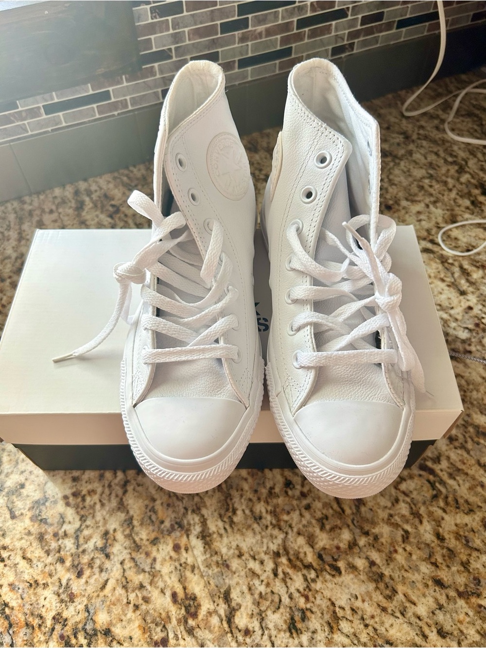 Converse White High Top Sneakers - Leather - Picture 3 of 7
